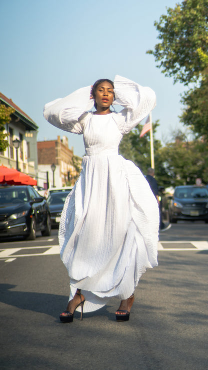 Couture Pleated White Dress